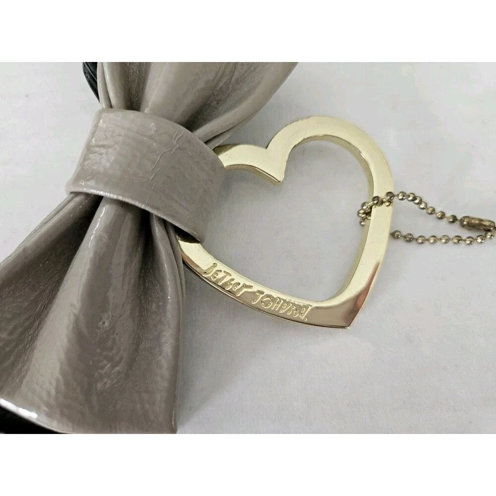 Betsey Johnson Heart & Bow Patent Leather Keychain